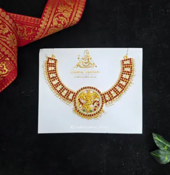Natraj Kemp & White Necklace – Kuchipudi & Bharatanatyam Necklace