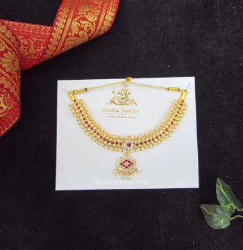 Pink & White Necklace – Kuchipudi & Bharatanatyam Necklace