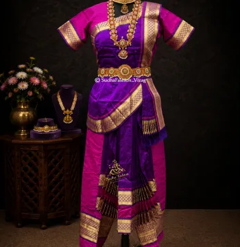 Readymade Kuchipudi 6 Piece Dance Dress – Pink & Purple | Sizes 24 to 42