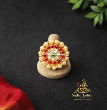 Small Kemp Multi Color Dance Ring – Kids & Adults Classical Dance Finger Ring | Gold Finish