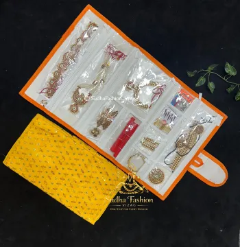 Yellow Dance Jewelry Organizer – Foldable Jewellery Bag for Kuchipudi & Bharatanatyam