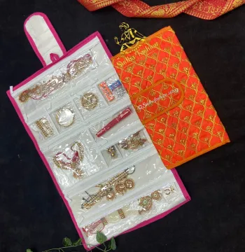 Orange Dance Jewelry Organizer – Foldable Jewellery Bag for Kuchipudi & Bharatanatyam