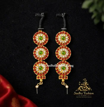 Round Mattilu – Kuchipudi & Bharatanatyam Ear Chain | Gold Finish with Kundan Stones