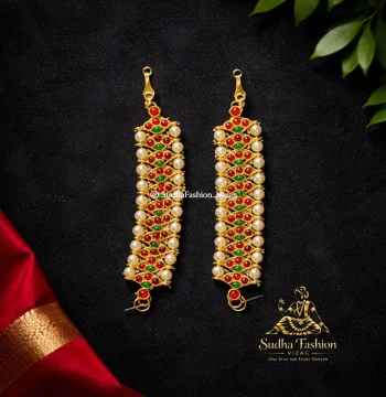 Diamond Multi Mattilu – Kuchipudi & Bharatanatyam Ear Chain | Gold Finish with Diamond & Multi-Color Stones