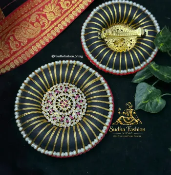 Ragidi Bun Multi Stones – Kuchipudi & Bharatanatyam Hair Bun with Ragidi & Clip