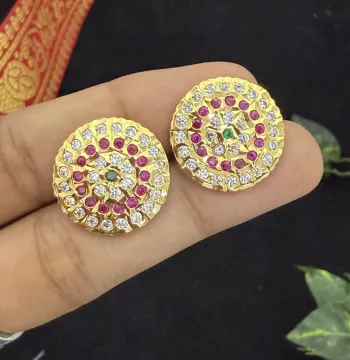 Vibrant Multi Colour Stud Earrings | Ammama Collections