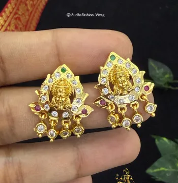 Graceful Lakshmi Stud Earrings | Ammama Collections