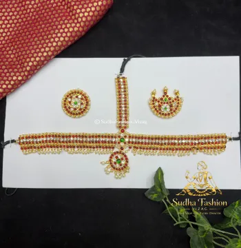 Long Soundary Headset – Kuchipudi & Bharatanatyam Dance Headset | Gold Finish