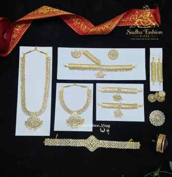 White Stone Mango Dance Jewelry Set – Complete 10-Piece Set for Kuchipudi & Bharatanatyam | Gold Finish