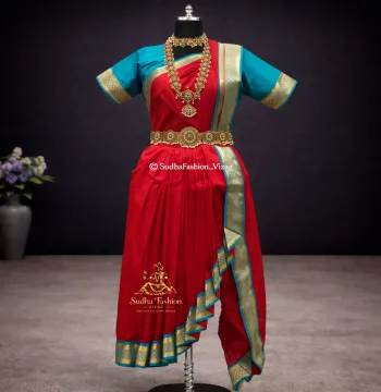 Readymade Katcham 3 Piece Dance Dress – Red & Surf Blue | Sizes 34 to 42