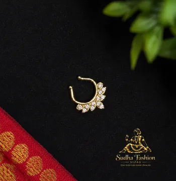 Beautiful Septum Nose pin – Kuchipudi & Bharatanatyam Nose Ornament Set | Gold Finish