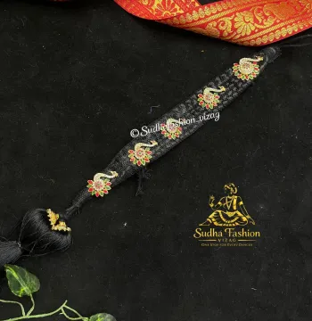 Peacock Multi Stone Jada – Kuchipudi & Bharatanatyam Hair Braid Ornament | 5 Piece