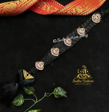 Beautiful Multi Stone Jada – Kuchipudi & Bharatanatyam Hair Braid Ornament | 5 Piece