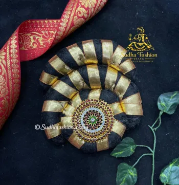 Triple Bun  – Kuchipudi & Bharatanatyam Hair Bun with Ragidi & Clip