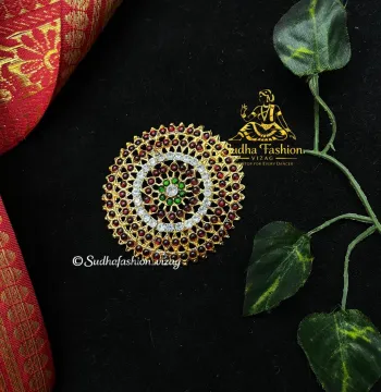 Kemp and Green Flower Rakodi – Kuchipudi & Bharatanatyam Ragidi Hair Ornament