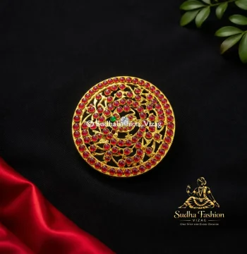 Kemp Kundam Rakodi – Kuchipudi & Bharatanatyam Hair Ornament | Gold Finish with Kemp Kundan Stones