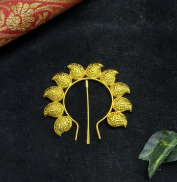 Gold Crown Size 1 – Kuchipudi & Bharatanatyam Dance Crown | Gold Finish with Multi-Color Stones