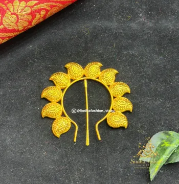 Gold Crown Size 2– Kuchipudi & Bharatanatyam Dance Crown | Gold Finish with Multi-Color Stones