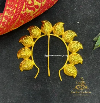 Gold Crown Size 3 – Kuchipudi & Bharatanatyam Dance Crown | Gold Finish with Multi-Color Stones