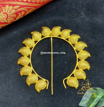 Gold Crown Small Size 4 - Kuchipudi & Bharatanatyam Dance Crown | Gold Finish with Multi-Color Stones