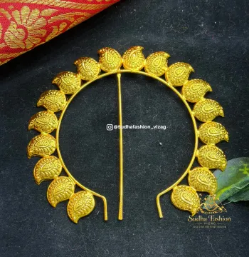 Gold Crown Small Size 5 - Kuchipudi & Bharatanatyam Dance Crown | Gold Finish with Multi-Color Stones