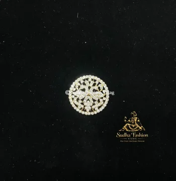 Full White Stone Rakodi – Kuchipudi & Bharatanatyam Hair Ornament | Gold Finish with White Stones