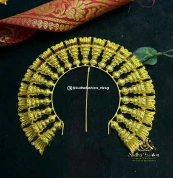 Lotus Gold Crown Size 4 - Kuchipudi & Bharatanatyam Dance Crown | Gold Finish with Multi-Color Stones