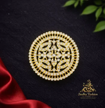 Full White Star Rakodi – Kuchipudi & Bharatanatyam Hair Ornament | Gold Finish with White Stones