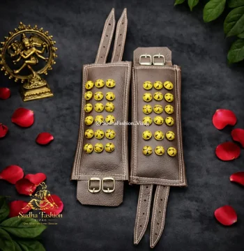 Kuchipudi Bharatanatyam Dance Gajjalu – Leather Brown | 3, 4 & 5 Lines | Brass Bells Ghungroo Anklets