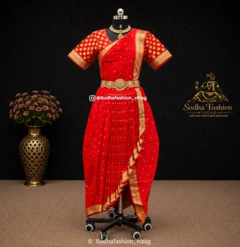 Readymade Katcham 3 Piece Dance Dress – Full Red | Sizes 34 to 42