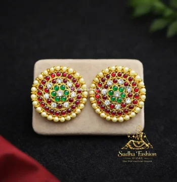 Big Multi Color Round Studs for Bharatanatyam & Kuchipudi | Dance Jewelry