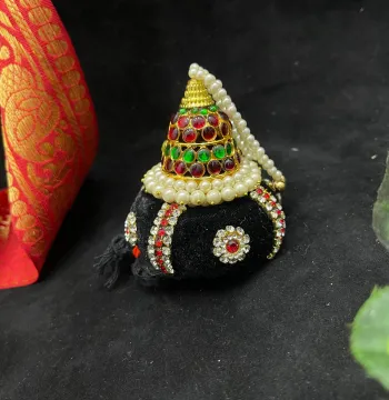 Multi Color Kundan – Andal Kondai Hair Bun Ornament | Kuchipudi & Bharatanatyam | Gold Finish with Kundan Stones