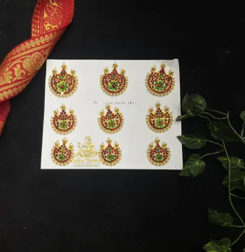 Moon Kundan Kemp Jada Billalu  – Kuchipudi & Bharatanatyam Hair Braid Ornament | 9 Pieces
