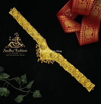 Double Lakshmi V Vadanam – Kuchipudi & Bharatanatyam Hip Belt | Gold Finish with Kundan Stones