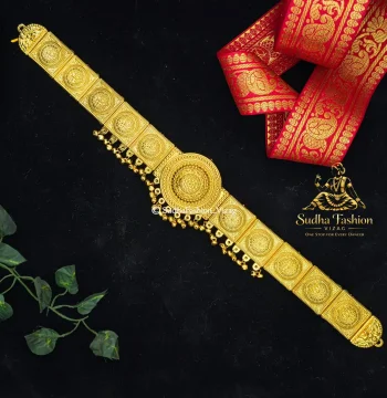 Full Gold Round Vadanam – Kuchipudi & Bharatanatyam Hip Belt | Full Gold Finish