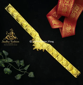 Double Lakshmi V Model 2 Vadanam – Kuchipudi & Bharatanatyam Hip Belt | Gold Finish