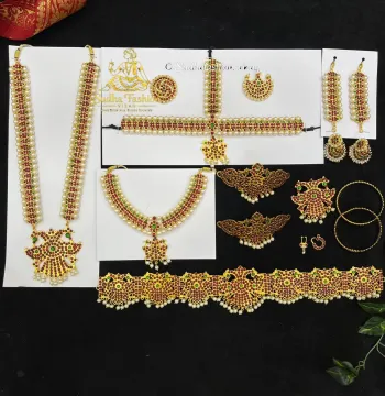 Garuda Dance Jewelry Set – Complete 10-Piece Set for Kuchipudi & Bharatanatyam | Gold Finish