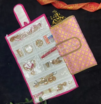 Baby Pink Dance Jewelry Organizer – Foldable Jewellery Bag for Kuchipudi & Bharatanatyam