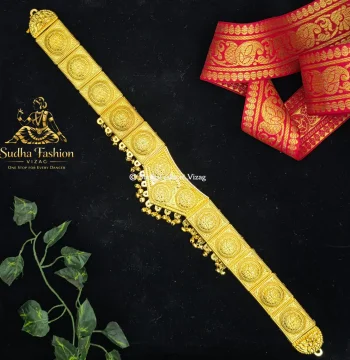 Full Gold V Model 4 Vadanam – Kuchipudi & Bharatanatyam Hip Belt | Full Gold Finish