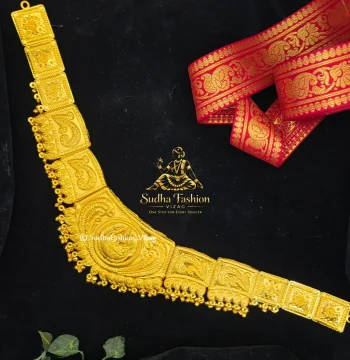 Lakshmi Big Vadanam – Kuchipudi & Bharatanatyam Hip Belt | Gold Finish with Kundan Stones
