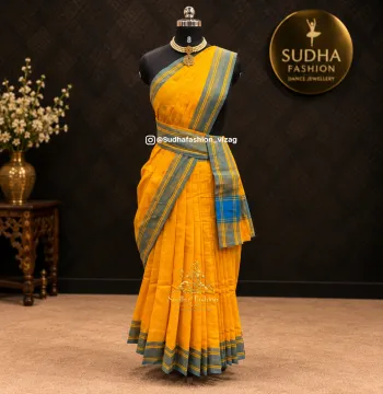 Kids Pre-Stitched One Piece Cotton Practice Saree –  Mustard Yellow | Kuchipudi & Bharatanatyam