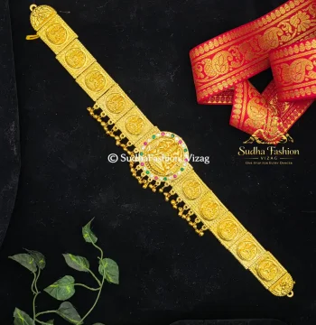 Lakshmi Vadanam Round Stones – Kuchipudi & Bharatanatyam Hip Belt | Gold Finish with Round Stones