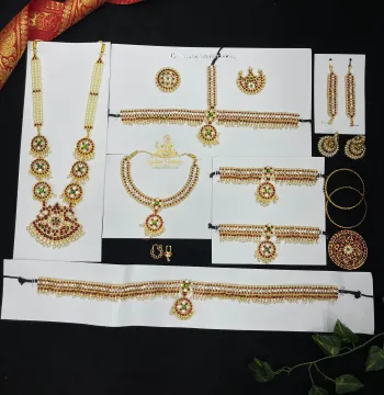 Round Dance Jewelry Set – Complete 10-Piece Set for Kuchipudi & Bharatanatyam | Gold Finish