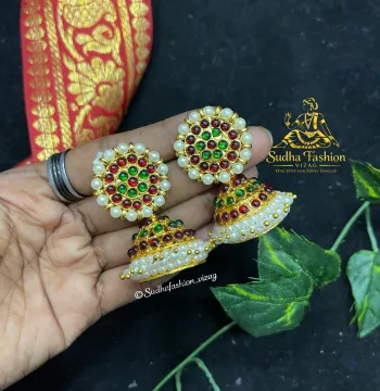 Beautiful Kemp Multi Buttalu – Kuchipudi & Bharatanatyam Dance Earrings