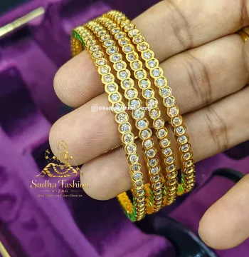 Round Bangles - Full White | Ammama Collections
