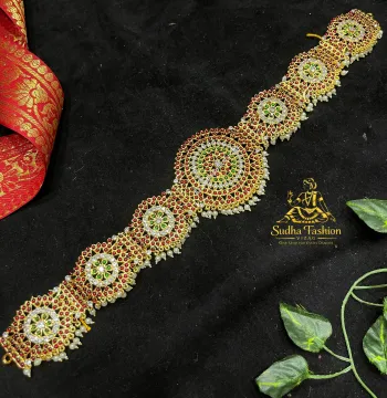 Long Round Vadanam – Kuchipudi & Bharatanatyam Hip Belt | Gold Finish