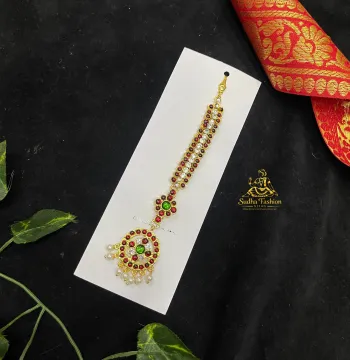 Soundarya Multi Kundan Tika – Kuchipudi & Bharatanatyam Dance Tika | Gold Finish with Kemp Stones