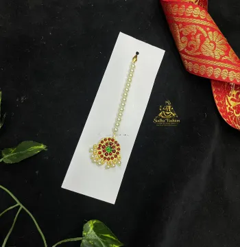 Beautiful Pearl Round – Kuchipudi & Bharatanatyam Dance Tika | Gold Finish with Kemp Stones