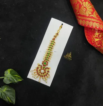 Beautiful Kundan Tika – Kuchipudi & Bharatanatyam Dance Tika | Gold Finish with Kemp Stones