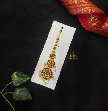 3 Step Kundan Tika – Kuchipudi & Bharatanatyam Dance Tika | Gold Finish with Kemp Stones